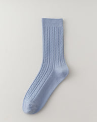 여성 크루 양말 케이블 니트 편안하고 따뜻함