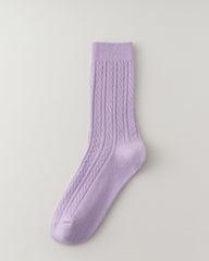 여성 크루 양말 케이블 니트 편안하고 따뜻함