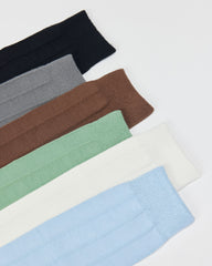 여성용 더블 니들 리버스드 니 슬림핏 양말 스타일리시