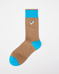 여성용 귀여운 핸드메이드 크루 양말 볼드 아이 자수 편안함