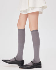 여성용 싱글 커프 롤업 니 양말 수제 봉제 항균