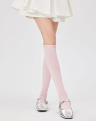 여성용 싱글 커프 롤업 니 양말 수제 봉제 항균