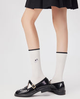 女款可愛手工縫製中筒襪子大膽眼睛刺繡舒適