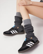 Womens Y2K Color Block Leg Warmers Button Detail Fashion Acrylic