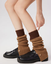 Womens Y2K Color Block Leg Warmers Button Detail Fashion Acrylic