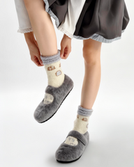 レディース クルー ソックス ハウスシリーズ ふわふわで暖かい快適な室内用滑り止めソックス