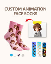 カスタムアニメフェイスクルーソックス パーソナライズされたキャラクターソックス アニメファンへのギフト