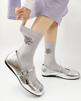 여성 크루 양말 리본 곰 시리즈 면 귀여운 자수 캐주얼 양말