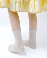 여성 크루 양말 리본 시리즈 소프트 아이스크림 색상 포근한 캐주얼 양말