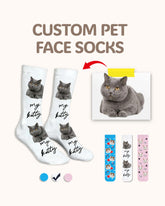 カスタム猫の顔クルーソックス パーソナライズペット写真ソックス ペット愛好家へのギフト