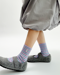 여성 크루 양말 클래식 스트라이프 시리즈 부드럽고 통기성 좋은 캐주얼 착용