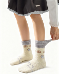 レディース クルー ソックス ハウスシリーズ ふわふわで暖かい快適な室内用滑り止めソックス