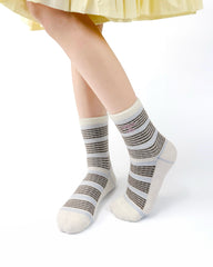 Women Crew Socks Embroidery Bear Series Fuzzy Warm Cozy Indoor Non Slip Socks