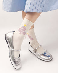 여성 크루 양말 글리터 선물 시리즈 면 귀여운 자카드 캐주얼 양말