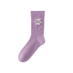 Women Crew Socks Bow Bear Series Cotton Cute Embroidery Casual Socks