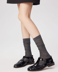 Women Crew Socks Vertical Stripe Pile Ballet Chic Comfortable