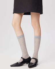 Women Crew Socks Vertical Stripe Pile Ballet Chic Comfortable