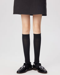 Women Knee High Socks Ribbed Stripe Pile Ballet Cool Chic Comfortable