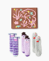 Gift Box Set Women Crew Socks Fuzzy Warm Soft Funny Quirky Cartoon Monster Socks