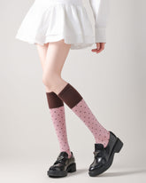 Women Knee High Socks Polka Dot Contrast Comfortable Versatile