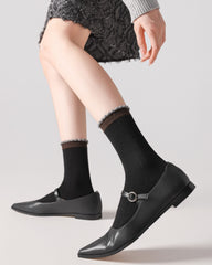 Women Crew Socks Contrast Trim Ribbed Cotton Cute Casual Socks