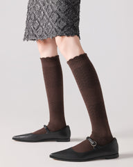 여성용 홀로우 아웃 니 하이 양말 우아한 통기성 디자인