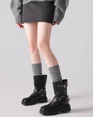 여성 솔리드 니하이 루즈 삭스 소프트 스트레치 컴포트 핏