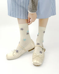 여성 크루 양말 푹신한 강아지 시리즈 면 귀여운 자수 캐주얼 양말