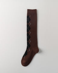 女款菱格紋及膝襪 經典柔軟彈性合身