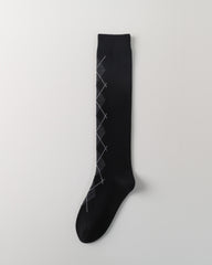 女款菱格紋及膝襪 經典柔軟彈性合身