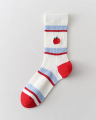 レディース クルー ソックス カートゥーン刺繍 快適で楽しい