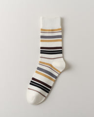 여성 빈티지 스트라이프 크루 양말 레트로 컬러풀 디자인 소프트