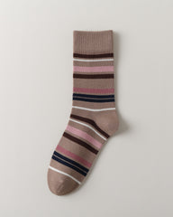 여성 빈티지 스트라이프 크루 양말 레트로 컬러풀 디자인 소프트