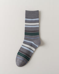 여성 빈티지 스트라이프 크루 양말 레트로 컬러풀 디자인 소프트
