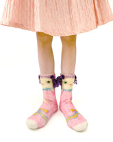 귀여운 크루 양말 만화 강아지 시리즈 보송보송하고 따뜻한 포근한 실내용 양말