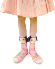 귀여운 크루 양말 만화 강아지 시리즈 보송보송하고 따뜻한 포근한 실내용 양말