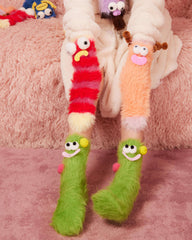 Gift Box Set Women Crew Socks Fuzzy Warm Soft Funny Quirky Cartoon Monster Socks