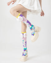 Party Exaggerated Sheep Knee High Socks 3D Curly Horns Fluffy Pom-pom Fun Calf