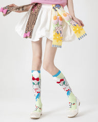 Party Exaggerated Puppy Knee High Socks 3D Ears Bow Pom-pom Fun Calf Socks