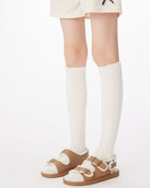 女嬰絨面麻花膝上襪子 柔軟保暖多用途