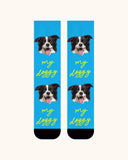 大人用カスタム犬顔クルーソックス パーソナライズペット写真ソックス ペット好きへのギフト ブラックトゥ