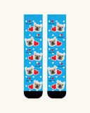 大人用カスタム犬顔クルーソックス パーソナライズペット写真ソックス ペット好きへのギフト ブラックトゥ