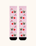 大人用カスタム犬顔クルーソックス パーソナライズペット写真ソックス ペット好きへのギフト ブラックトゥ