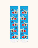 大人用カスタム犬顔クルーソックス パーソナライズペット写真ソックス ペット好きへのギフト ホワイトトゥ