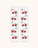 大人用カスタム犬顔クルーソックス パーソナライズペット写真ソックス ペット好きへのギフト ホワイトトゥ