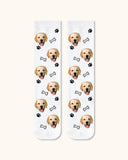大人用カスタム犬顔クルーソックス パーソナライズペット写真ソックス ペット好きへのギフト ホワイトトゥ