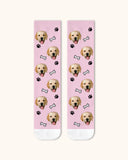 大人用カスタム犬顔クルーソックス パーソナライズペット写真ソックス ペット好きへのギフト ホワイトトゥ