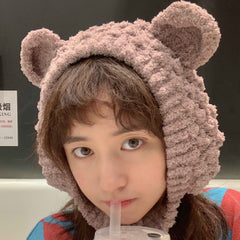 2-Pack Handmade Coral Velvet Earmuffs 3D Animal Ear Cute Warm Headwear