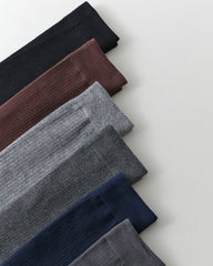 여성용 무릎 길이 양말 그레이 블랙 대비 골지 코튼 캐주얼