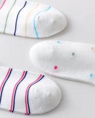 女款中筒襪子 白色棉質 彩色星星系列 可愛卡哇伊休閒襪子